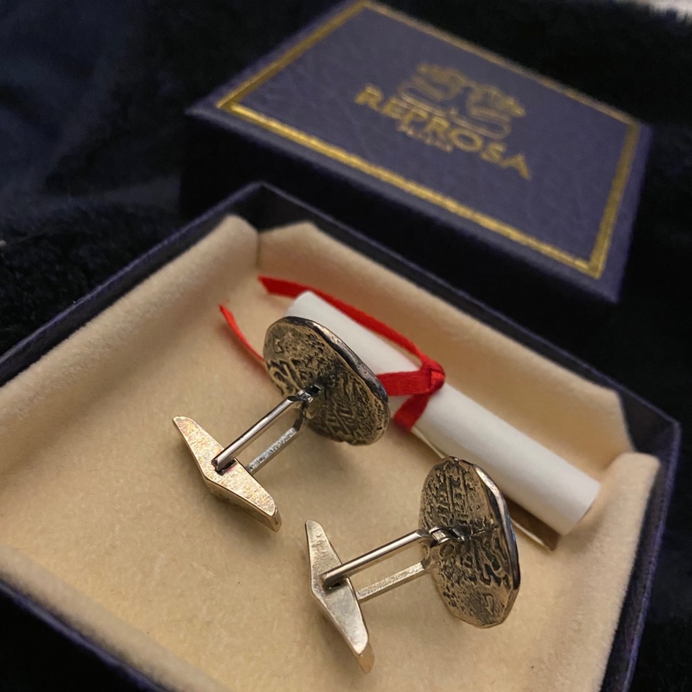 Reprosa of Panama Buried Treasure Silver Cuff Link - Picture 5 of 6